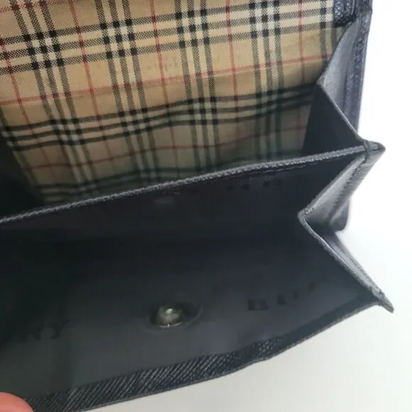 Burberry Men Designer Card Coin Bill Wallet 3in1 Black Leather Bifold Medium - Picture 7 of 14